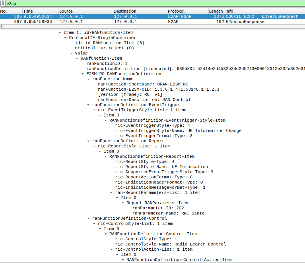 RAN Control SM capabilities